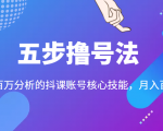 五步撸号法，掌握百万分析的抖课账号核心技能，从逻辑到实操天风资源网，提供全网火热网站资源、培训资料、课程、创业教程天风资源网