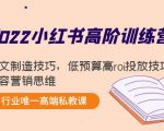2022小红书高阶训练营：爆文制造技巧，低预算高roi投放技巧，内容营销思维天风资源网，提供全网火热网站资源、培训资料、课程、创业教程天风资源网