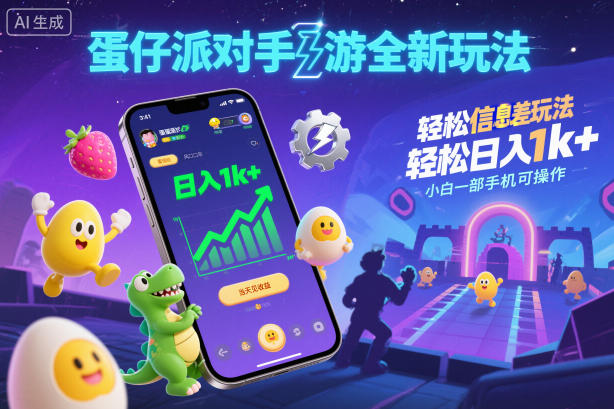 蛋仔派对手游全新玩法，轻松日入1k+，风口信息差玩法，当天见收益，小白一部手机可操作天风资源网，提供全网火热网站资源、培训资料、课程、创业教程天风资源网