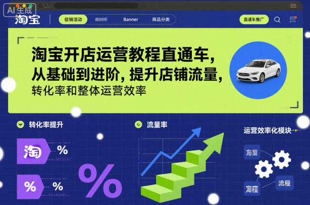 淘宝开店运营教程直通车，从基础到进阶，提升店铺流量，转化率和整体运营效率（更新11月）天风资源网，提供全网火热网站资源、培训资料、课程、创业教程天风资源网