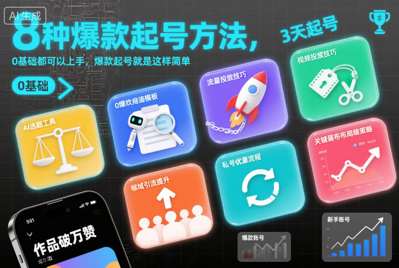 8种爆款起号方法，0基础都可以上手，爆款起号就是这样简单天风资源网，提供全网火热网站资源、培训资料、课程、创业教程天风资源网