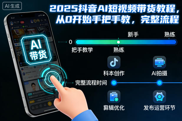 2025抖音AI短视频带货教程，从0开始手把手教，完整流程天风资源网，提供全网火热网站资源、培训资料、课程、创业教程天风资源网