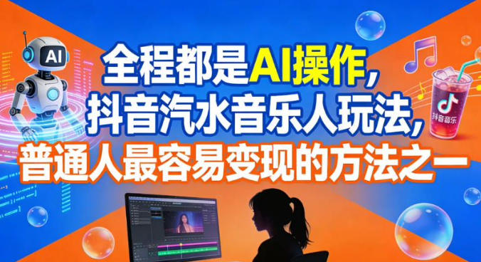 全程都是AI操作，抖音汽水音乐人玩法，普通人最容易变现的方法之一天风资源网，提供全网火热网站资源、培训资料、课程、创业教程天风资源网