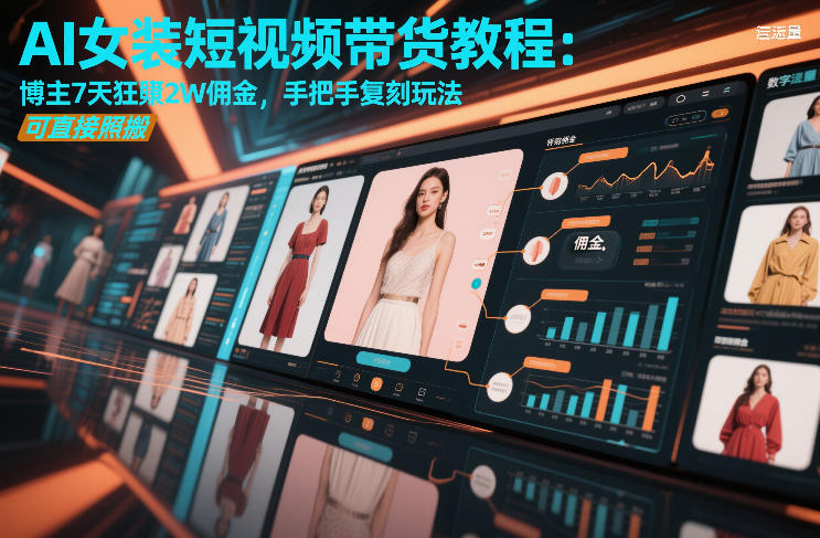 AI女装短视频带货教程：博主7天狂賺2W佣金，手把手复刻玩法，可直接照搬-天风资源网