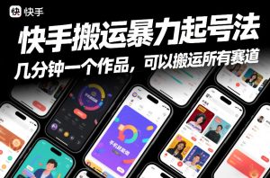 快手搬运暴力起号法，几分钟一个作品，手机就能做，可以搬运所有赛道-天风资源网