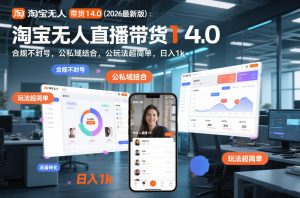 淘宝无人直播带货14.0（2026最新版）：合规不封号，公私域结合，玩法超简单，日入1k+【揭秘】-天风资源网