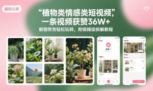 植物类情感类短视频，一条视频获赞36W+，橱窗带货轻松玩转，附保姆级拆解教程-天风资源网