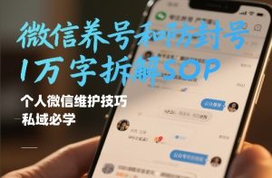 微信养号和防封号1万字拆解SOP，个人微信维护技巧，私域必学【文档】-天风资源网