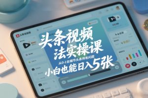 头条视频玩法实操课，从0-1全细节头条所有问题，小白也能日入5张-天风资源网