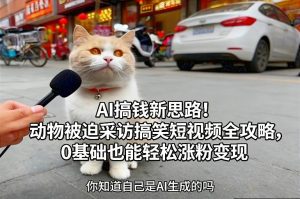 AI搞钱新思路！动物被迫采访搞笑短视频全攻略，0基础也能轻松涨粉变现-天风资源网