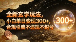 全新玄学玩法,小白单日变现3张+,合规引流不违规不封号-天风资源网