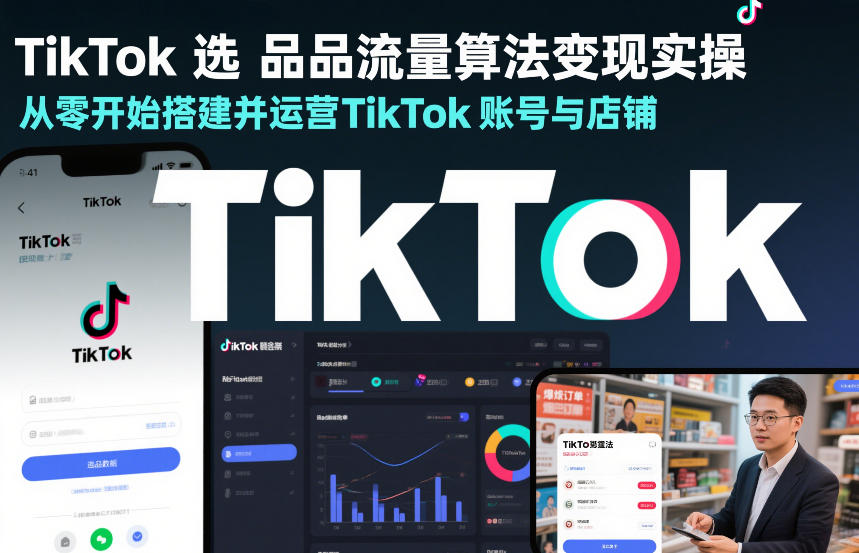 TikTok选品流量算法变现实操，从零开始搭建并运营TikTok账号与店铺-天风资源网