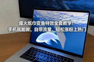 爆火纸巾变鱼特效全套教学!手机就能做,自带流量,轻松涨粉上热门-天风资源网
