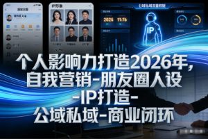 个人影响力打造2026年,自我营销-朋友圈人设-IP打造-公域私域-商业闭环-天风资源网