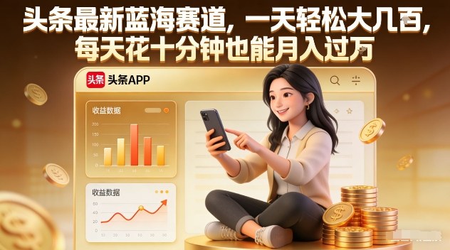 头条最新蓝海赛道，一天轻松大几张，每天花十分钟也能月入过1W【揭秘】-天风资源网
