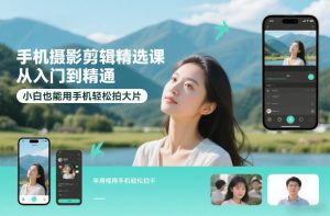 手机摄影剪辑精选课，从入门到精通，小白也能用手机轻松拍大片-天风资源网