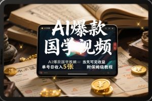 AI爆款国学视频,独家起号方法,小白直接上手,当天可见收益,单号日收入5张+附保姆级教程-天风资源网