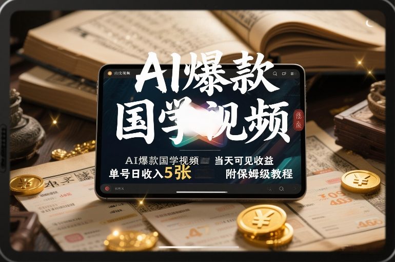 AI爆款国学视频，独家起号方法，小白直接上手，当天可见收益，单号日收入5张+附保姆级教程-天风资源网