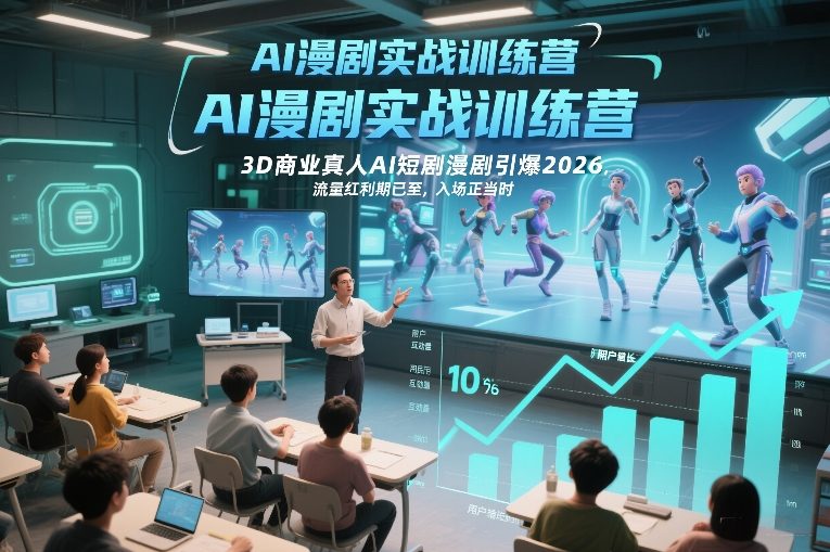 AI漫剧实战训练营，3D商业真人AI短剧漫剧引爆2026，流量红利期已至，入场正当时-天风资源网