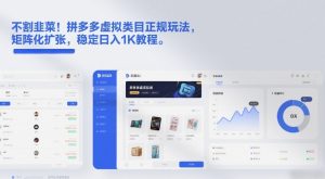 不割韭菜！拼多多虚拟类目正规玩法，矩阵化扩张，稳定日入1K教程【揭秘】-天风资源网
