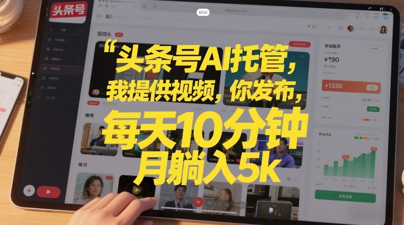 头条号AI托管，我提供视频，你发布，每天10分钟，月躺入5k+【揭秘】-天风资源网