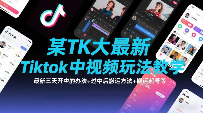 某TK大佬最新Tiktok中视频玩法教学，最新三天开中的办法+过中后搬运方法+搬运起号等-天风资源网