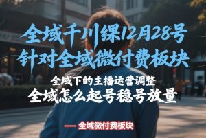 全域千川线下课12月28号,针对全域微付费板块,全域下的主播运营调整,全域怎么起号稳号放量-天风资源网