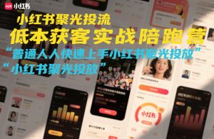 小红书聚光投流低成本获客实战陪跑营，普通人快速上手小红书聚光投放-天风资源网