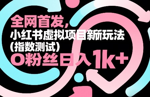 全网首发，小红书虚拟项目新玩法（指数测试），0粉丝日入1k+，整个玩法完整拆解！-天风资源网
