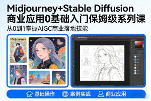AIGC商业应用Midjourney+Stable Diffusion教程，0基础入门保姆级系列课-天风资源网