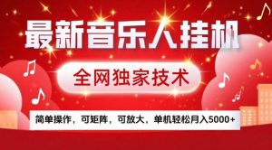 最新音乐人挂G，全网独家技术，简单操作，可矩阵，可放大，单机轻松月入5k+【揭秘】-天风资源网
