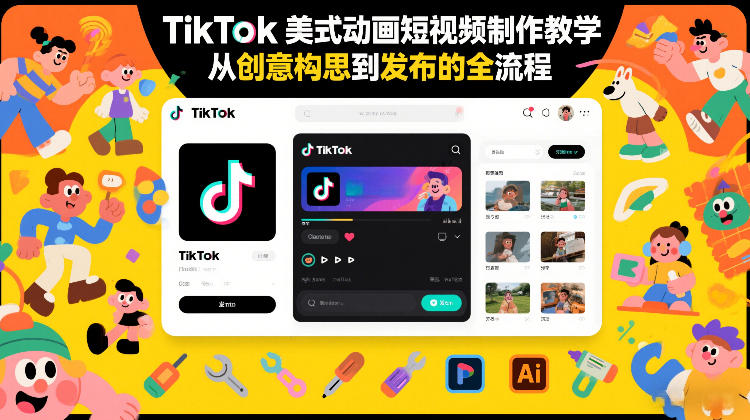 TikTok美式动画短视频制作教学，从创意构思到发布的全流程-天风资源网