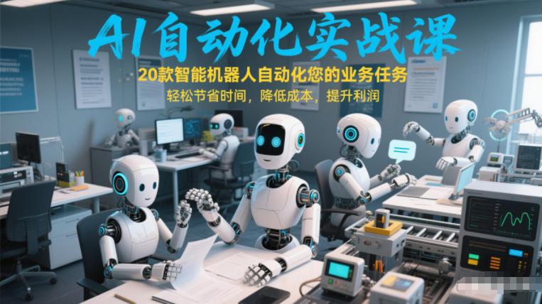 AI自动化实战课：20款智能机器人自动化您的业务任务，轻松节省时间，降低成本，提升利润-天风资源网