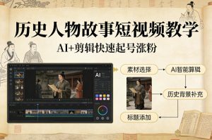 历史人物故事短视频教学，AI+剪辑制作历史人物题材短视频，快速起号涨粉-天风资源网
