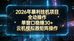 2026开年暴力挂G项目全自动操作单窗口稳賺30＋云机-模拟器挂G掘金可批量矩阵操作【揭秘】-天风资源网