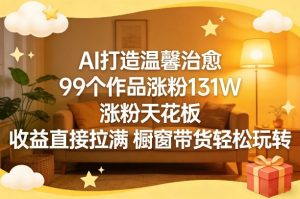 AI打造温馨治愈，99个作品涨粉131W，涨粉天花板，收益直接拉满，橱窗带货轻松玩转-天风资源网