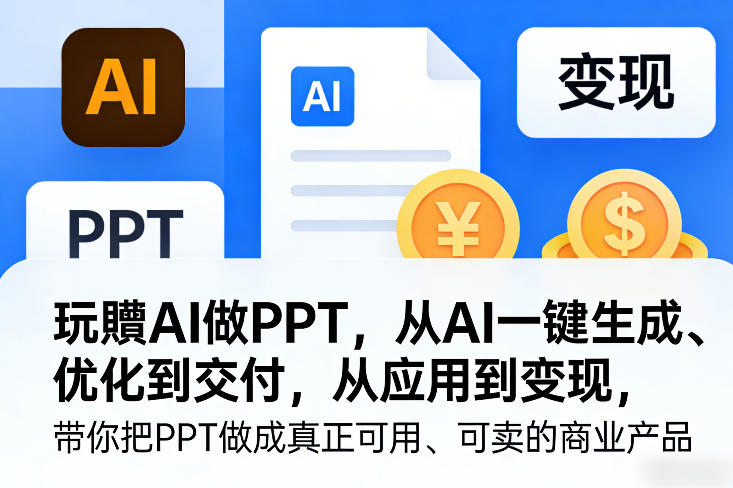 玩賺AI做PPT，从AI一键生成、优化到交付，从应用到变现，带你把PPT做成真正可用、可卖的商业产品-天风资源网
