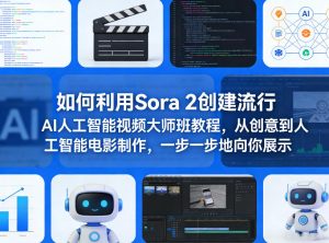 如何利用Sora 2创建流行AI人工智能视频大师班教程，从创意到人工智能电影制作，一步一步地向你展示-天风资源网