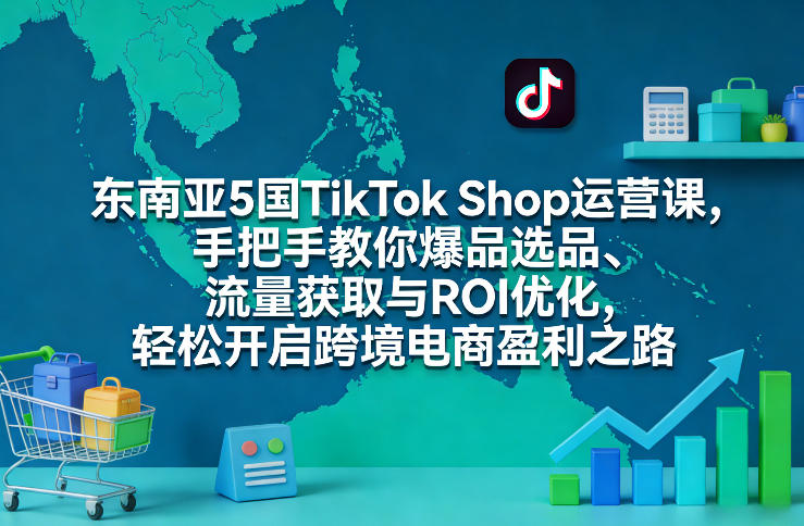 东南亚5国TikTok Shop运营课，手把手教你爆品选品、流量获取与ROI优化，轻松开启跨境电商盈利之路-天风资源网