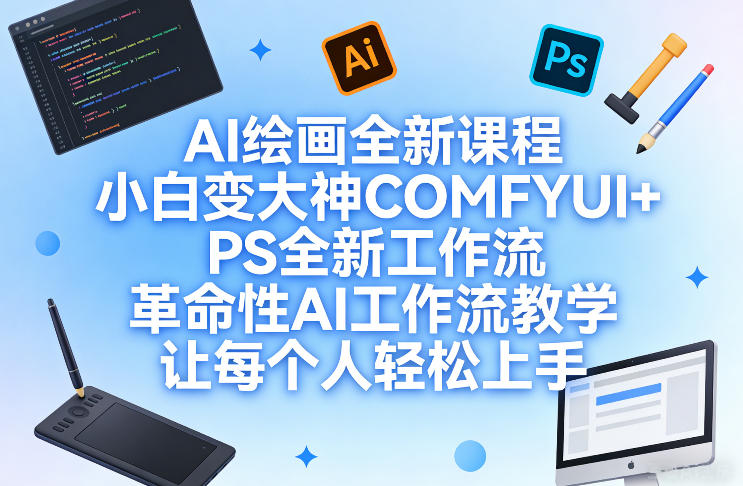 AI绘画全新课程，小白变大神COMFYUI+PS全新工作流，革命性AI工作流教学，让每个人轻松上手-天风资源网