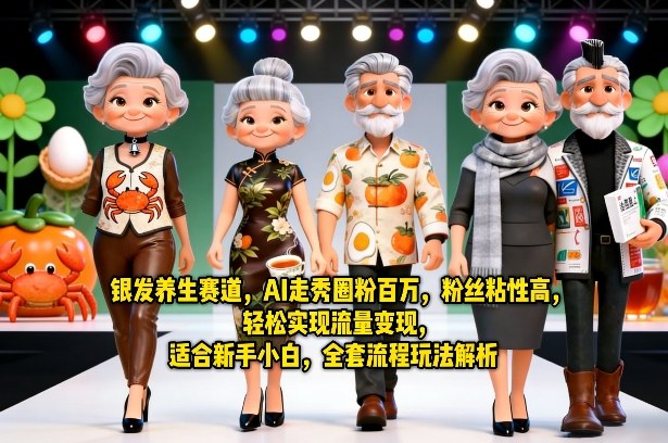 银发养生赛道，AI走秀圈粉百万，粉丝粘性高，轻松实现流量变现，适合新手小白，全套流程玩法解析-天风资源网