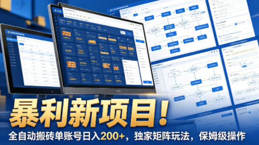 暴利新项目！全自动搬砖单账号日入200+，独家矩阵玩法，保姆级操作【揭秘】-天风资源网