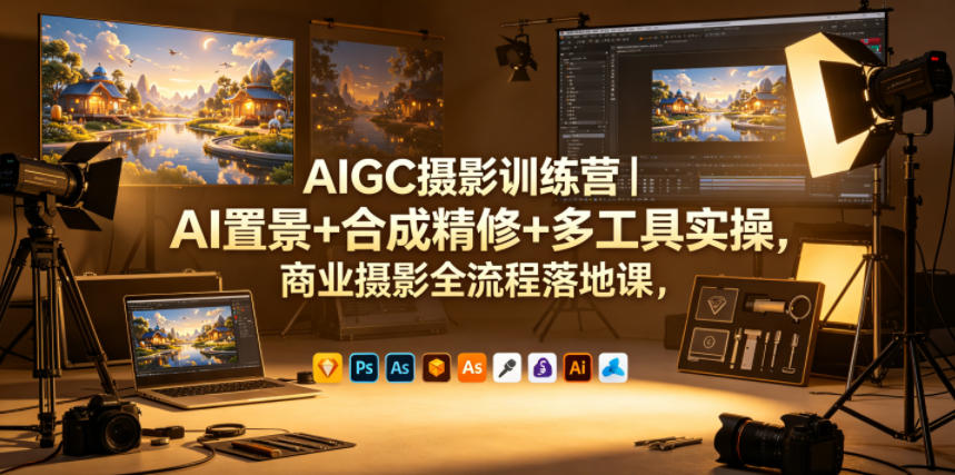 AIGC摄影训练营｜AI置景+合成精修+多工具实操，商业摄影全流程落地课-天风资源网