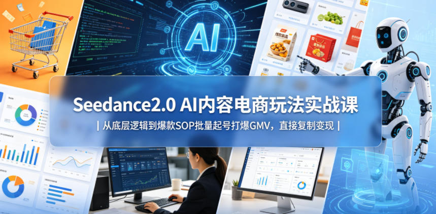 Seedance2.0 AI内容电商玩法实战课｜从底层逻辑到爆款SOP批量起号打爆GMV，直接复制变现-天风资源网