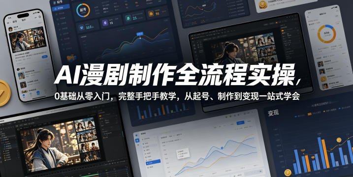 AI漫剧制作全流程实操，0基础从零入门，完整手把手教学，从起号、制作到变现一站式学会-天风资源网