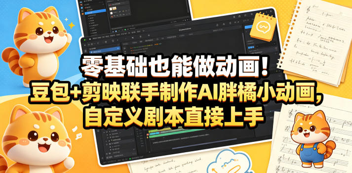 零基础也能做动画！豆包+剪映联手制作AI胖橘小动画，自定义剧本直接上手-天风资源网
