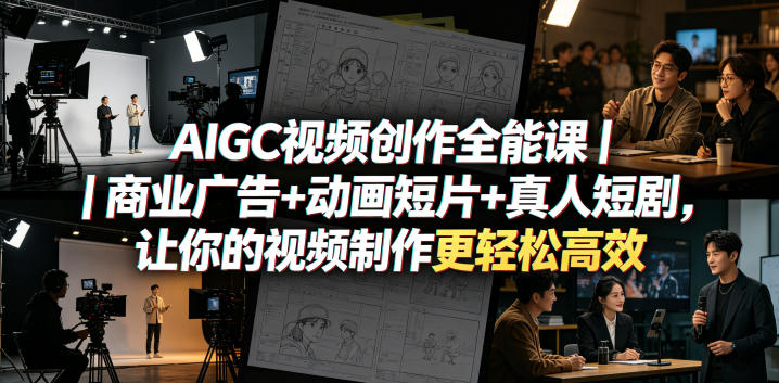 AIGC视频创作全能课｜商业广告+动画短片+真人短剧，让你的视频制作更轻松高效-天风资源网