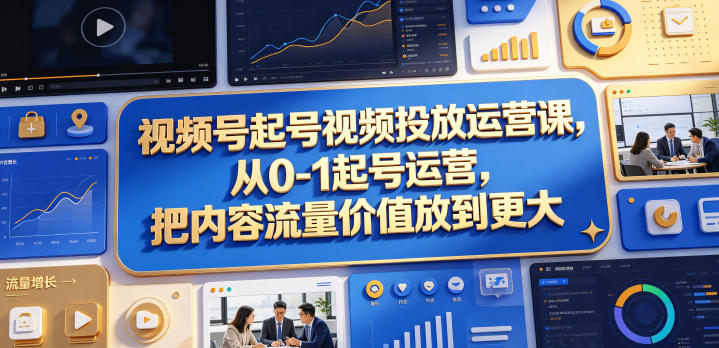 视频号起号视频投放运营课，从0-1起号运营，把内容流量价值放到更大-天风资源网