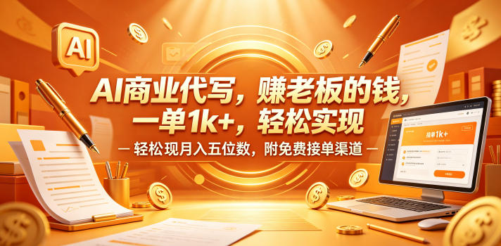 AI商业代写，賺老板的钱，一单1k+，轻松实现月入五位数，附免费接单渠道【揭秘】-天风资源网