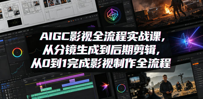 AIGC影视全流程实战课，从分镜生成到后期剪辑，从0到1完成影视制作全流程-天风资源网